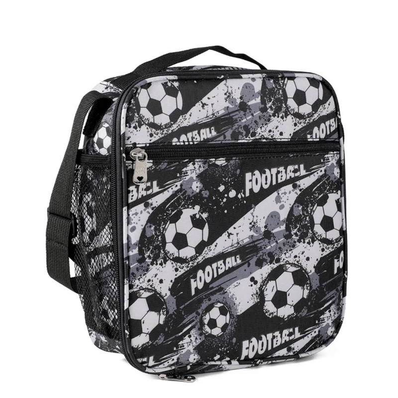 Sac Repas Isotherme Enfant Ado de couleur Noir avec Bandoulière - Imprimé Foot